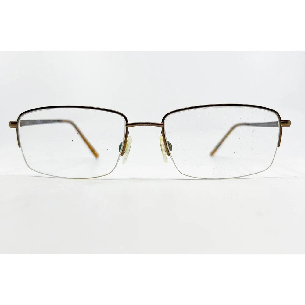 Flexon Washington 600 Eyeglasses Mens Brown Semi-Rimless Rectangular 56-18-145